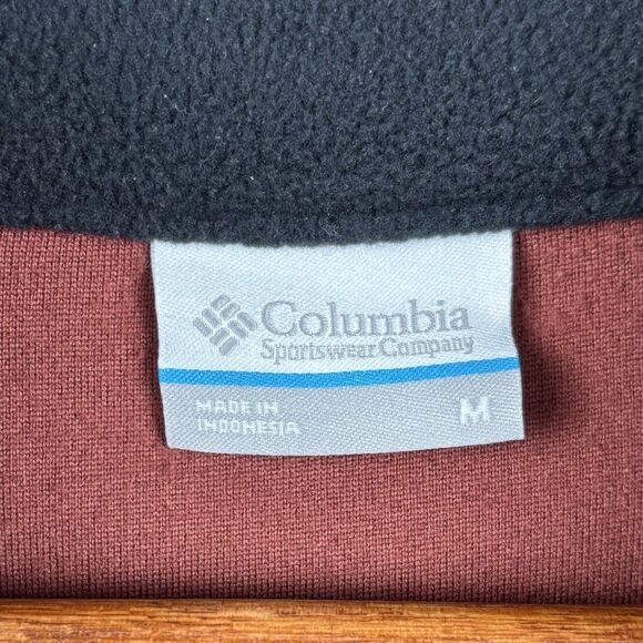 Columbia 1/4 Zip Lightweight Fleece Men’s Medium Burgundy & Black Long Sleeve - Picture 3 of 6